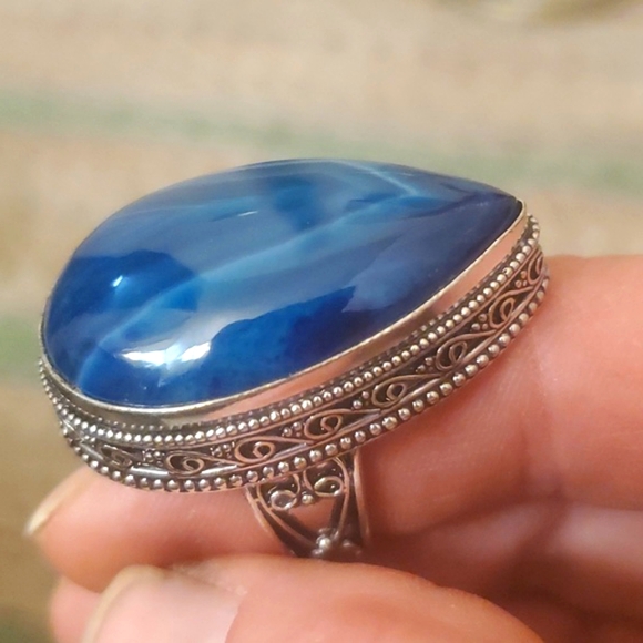 New Botswana Agate 925 Silver Statement Ring. - Picture 4 of 15